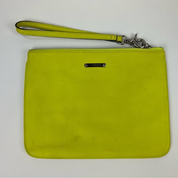 Rebecca Minkoff 'Milan' Stamp Collection Travel Leather Pouch (Neon Yellow) - Picture 2 of 5